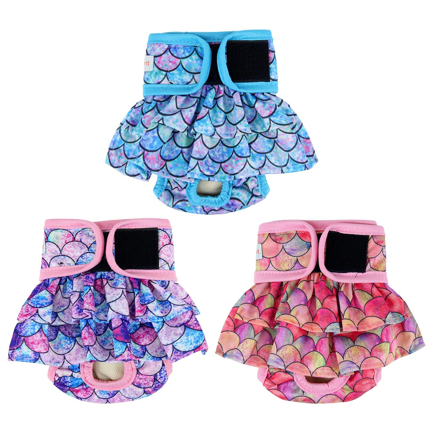 Langsprit Dog Diapers Female (3 Pack)，No Leak Washable Female Dog Diapers Highly Absorbent Diapers for Dogs Female in Heat Incontinence Excitable Urination or Period Reusable Dog Diapers L