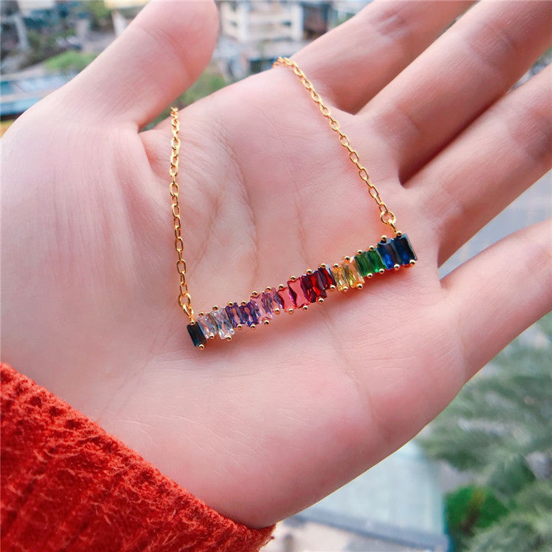 Rainbow Gemstone Choker Necklace with Diamonds