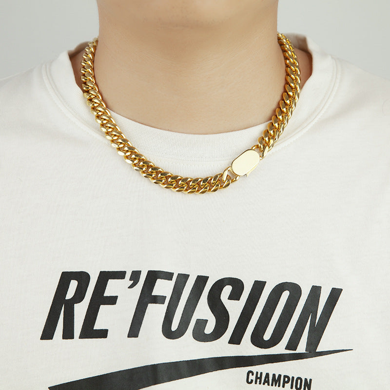 New Oval Cuban Necklace in Titanium Steel