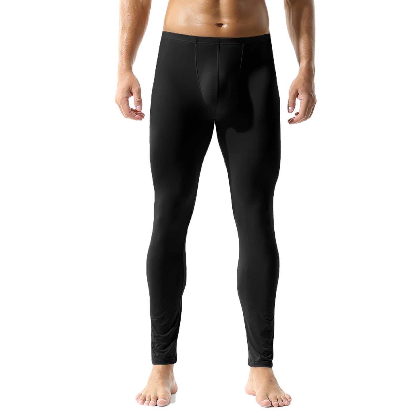 QiaTi Mens Tight Long Underwear Sexy Long Pants Sexy Tight Underwear Soft Compression Underwear for Men Long Leggings Pants