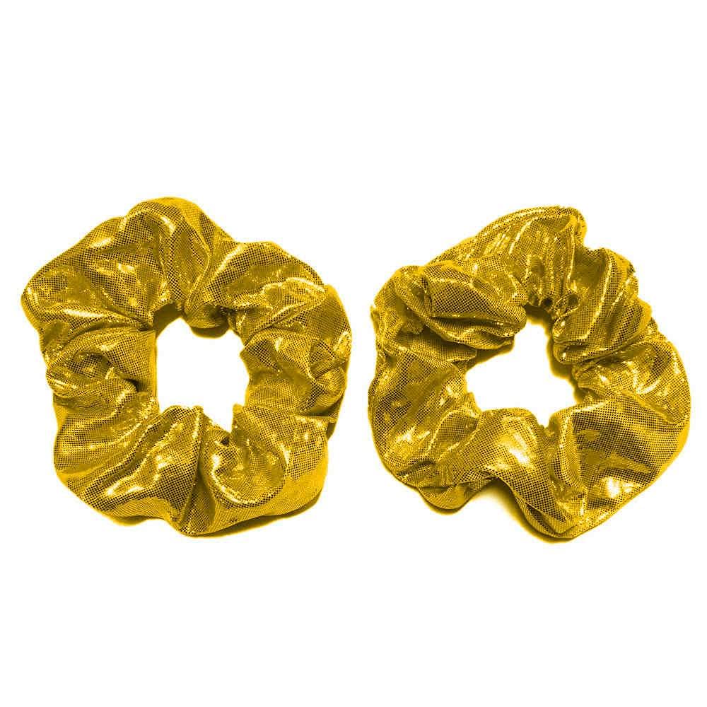 Gold Scrunchie Set Set of 2 Gold Lame Scrunchies (Gold)