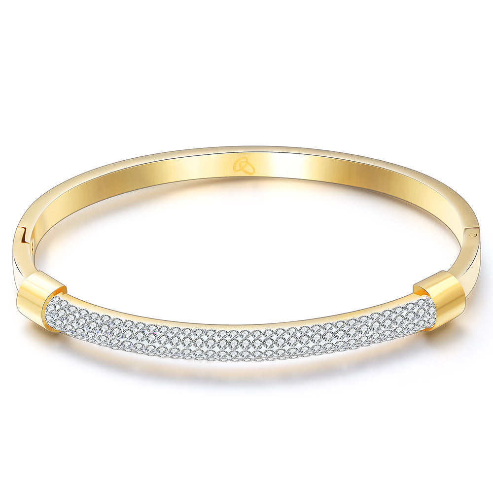 18K Electroplated Titanium Steel Bracelet with Diamonds