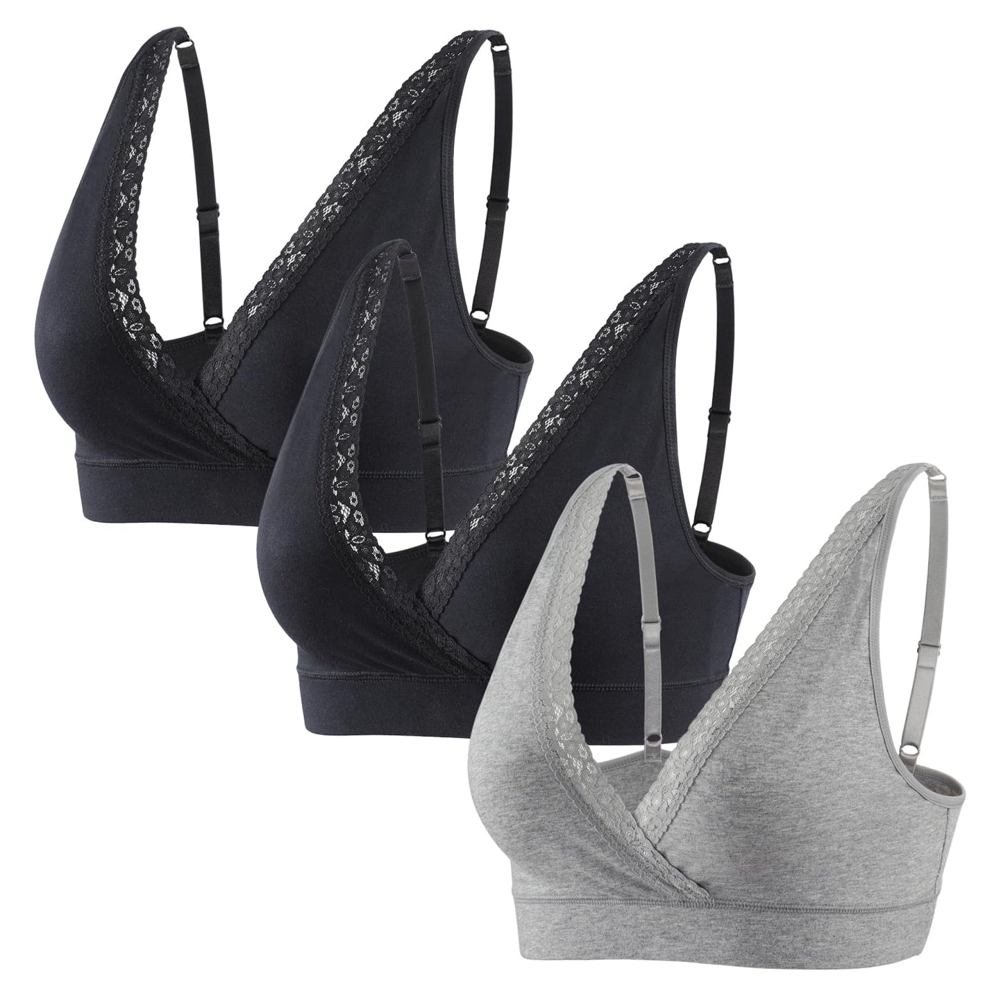 Topwhere Lace Cotton Sleep Bras for Women Maternity Nursing Bras Pregnancy Support Bra with Adjustable Straps