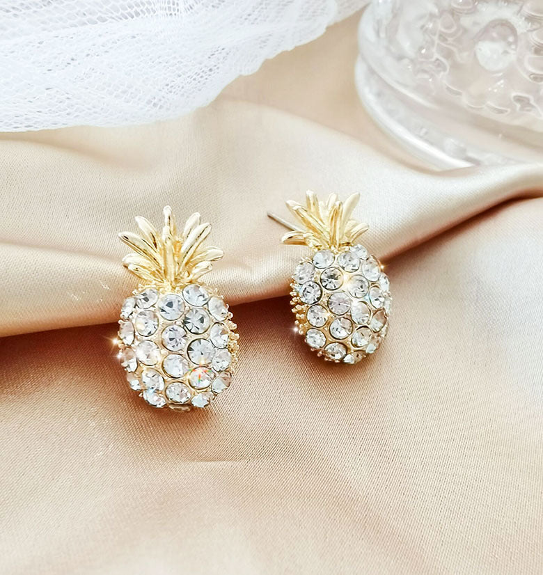925 Silver Pineapple Pendant Earrings with Diamonds