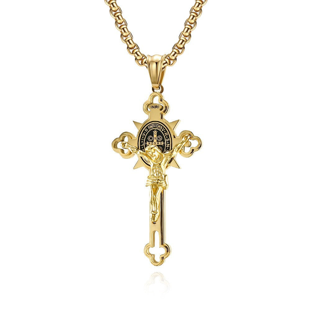 Men's Cross Pendant Necklace - Stainless Steel Summer Jewelry