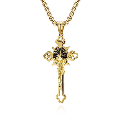 Men's Cross Pendant Necklace - Stainless Steel Summer Jewelry