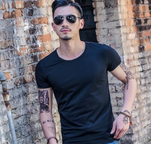 Customizable Men's Solid Color Short Sleeve T-Shirts