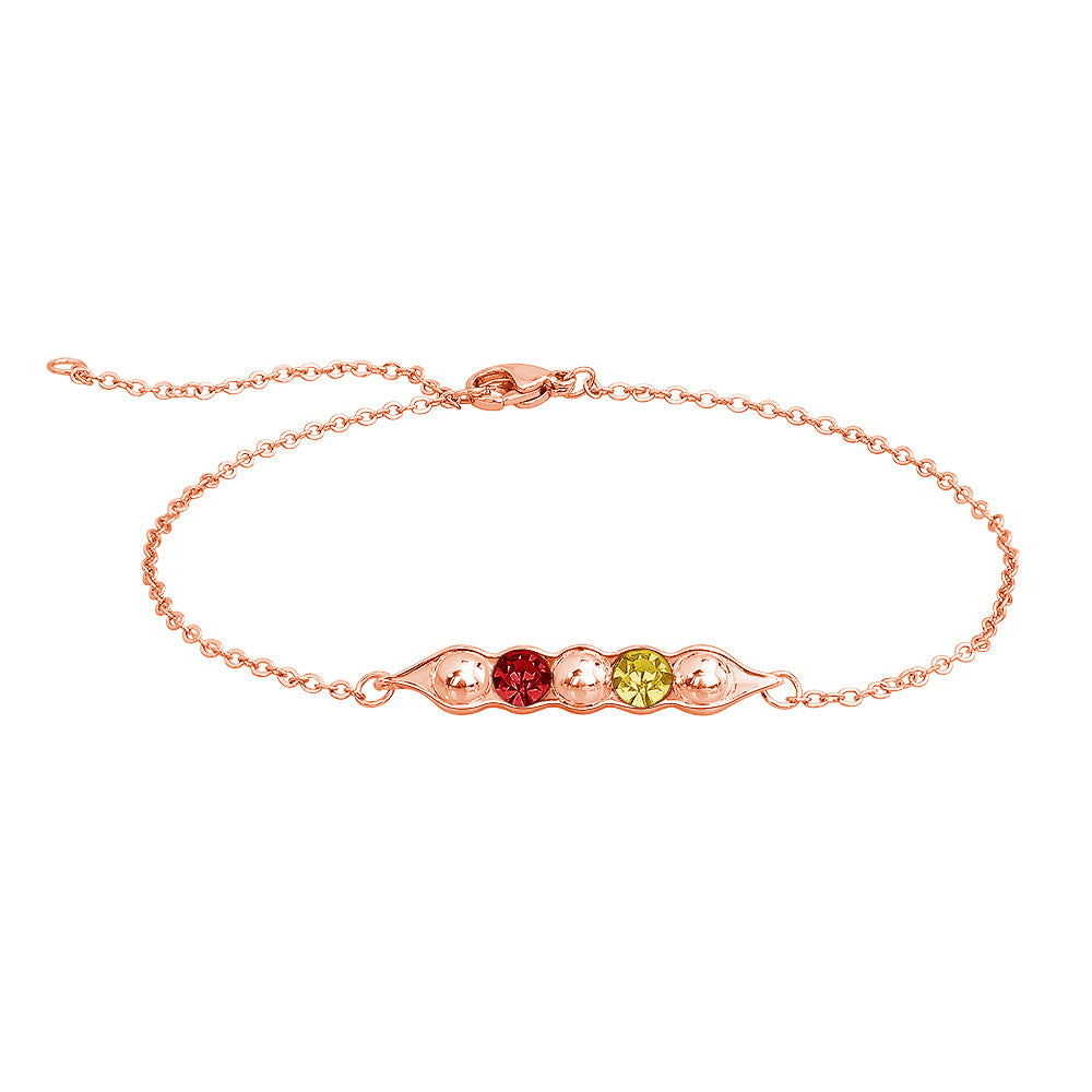 Fashion Pea Pod Birthstone Bracelet with Diamonds