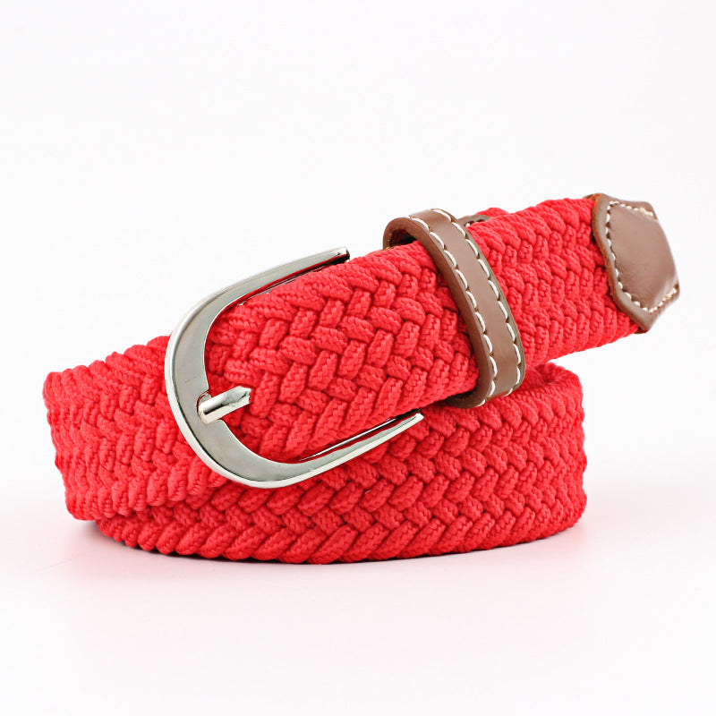 Unisex Canvas Belt - Elastic Woven Waist Belt for Students