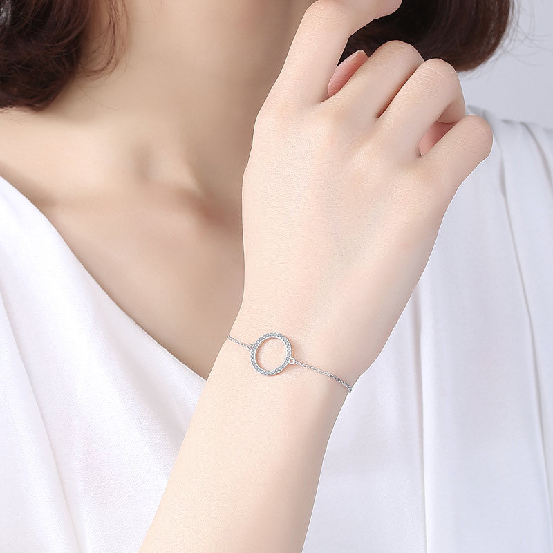 Geometric Circle Bracelet with Micro-Inlaid Diamonds
