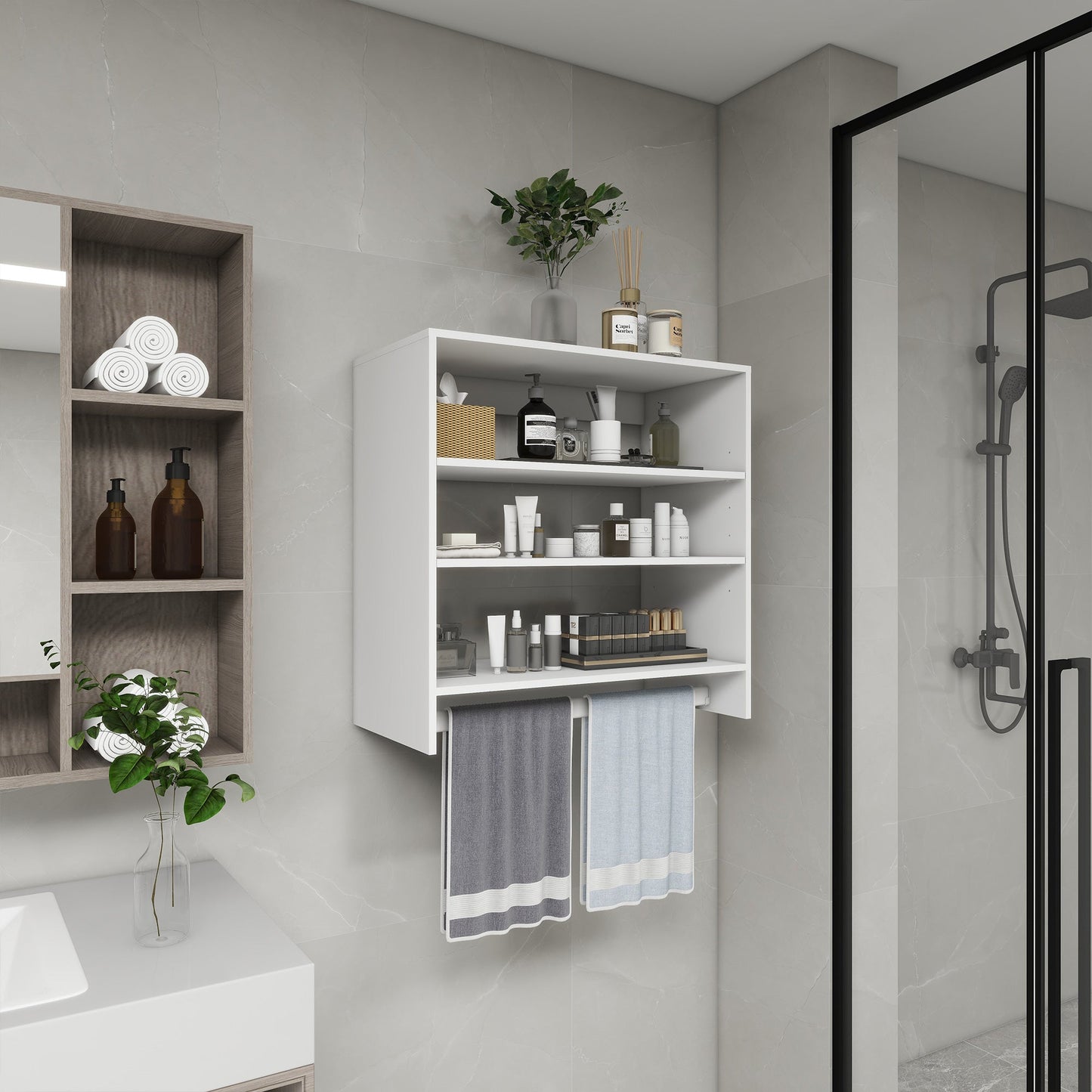 B1 Closet Organizer System: Wall Mounted Closet Organizers and Storage Walk in Closet System Closet Rack and Shelving Modern Closet Storage for Bedroom 31.49''W x 16.04''D x 31.49''H