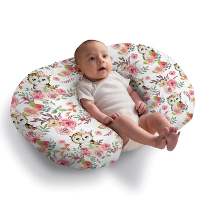 lanleay Floral Owl Nursing Pillow Cover Stretchy Removable Nursing Covers for Breastfeeding Pillows Soft Slipcover for Baby Boy Girls