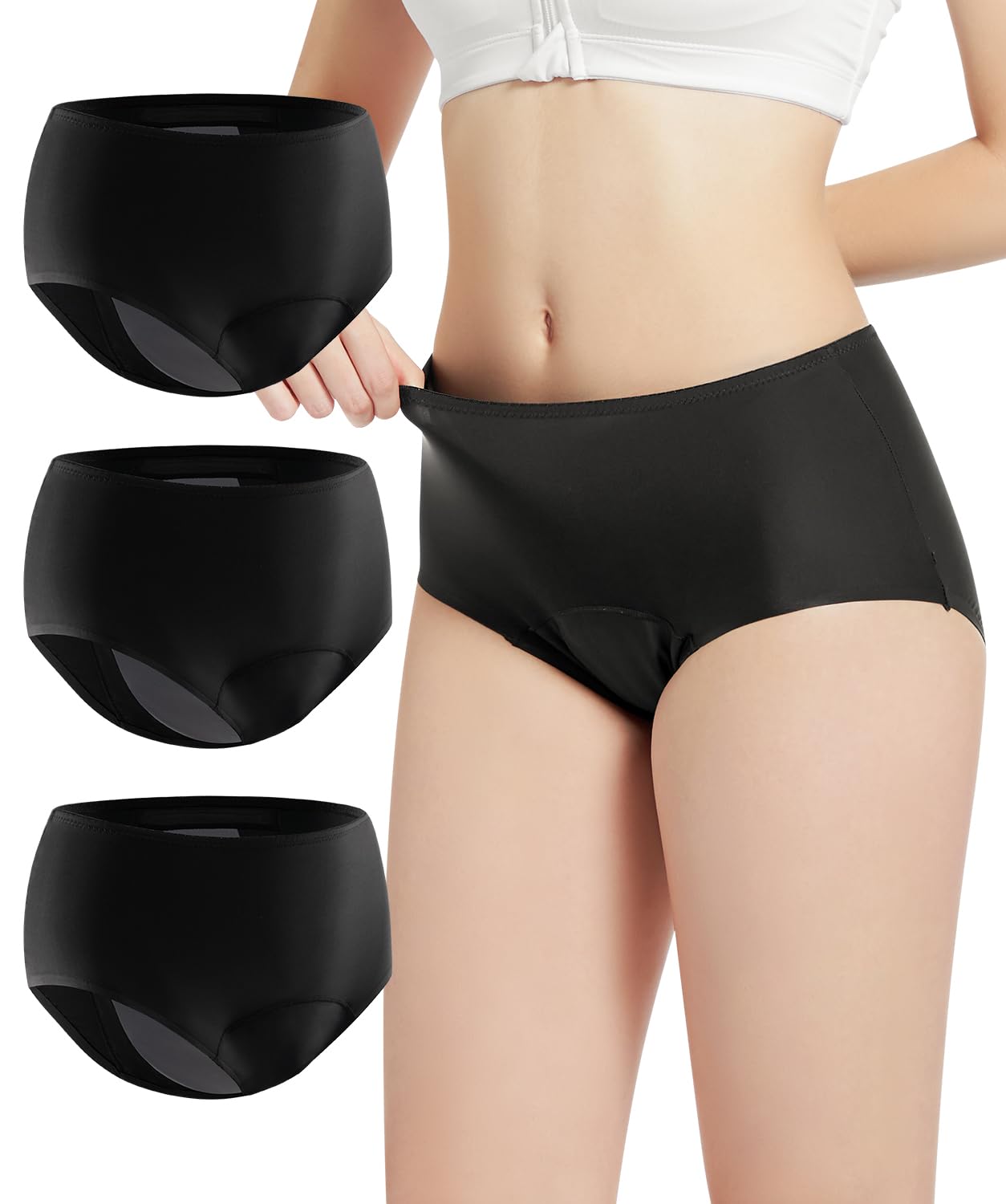 Incontinence Underwear for Women Washable Leak Proof Underwear for Women 150ml Super Absorbent Bladder Leak Underwear for Women Incontinence Postpartum Leakage Protective Panties 3 PCS Large