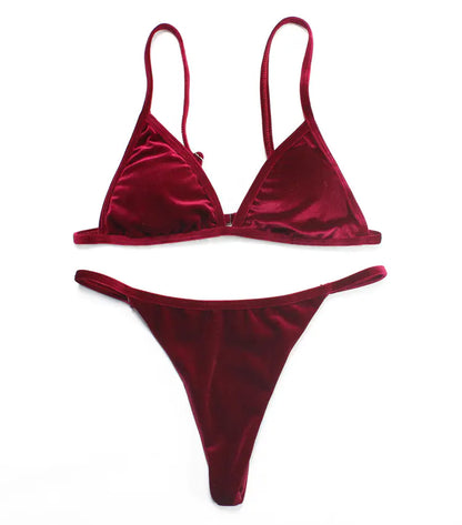 Velvet Bikini Swimwear Set