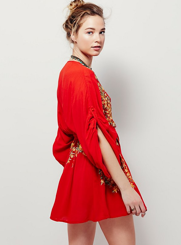 Embroidered V-Neck Dress