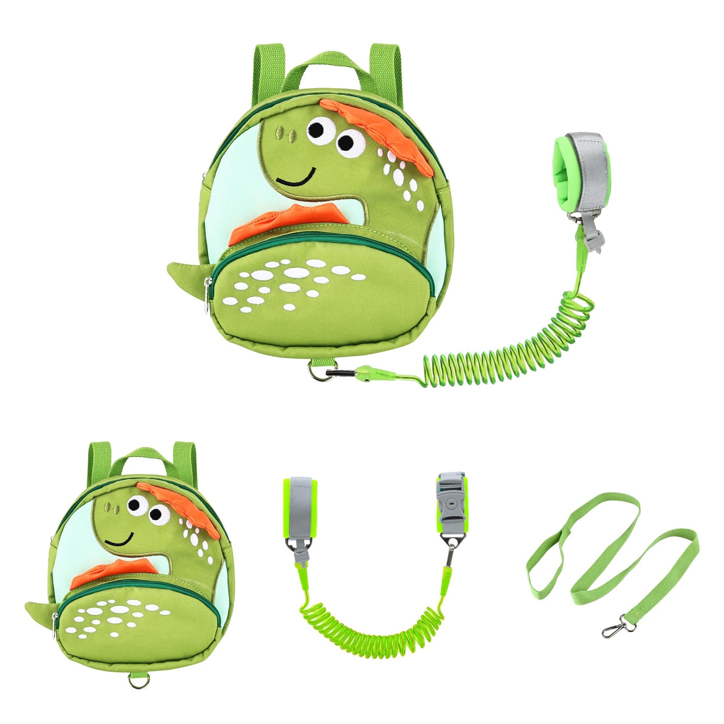 JIANBAO Dinosaur Toddler Backpacks with Leashes Anti Lost Wrist Link for 3 to 5 Years Kids Girls Boys Safety (Dinosaur Grass green)