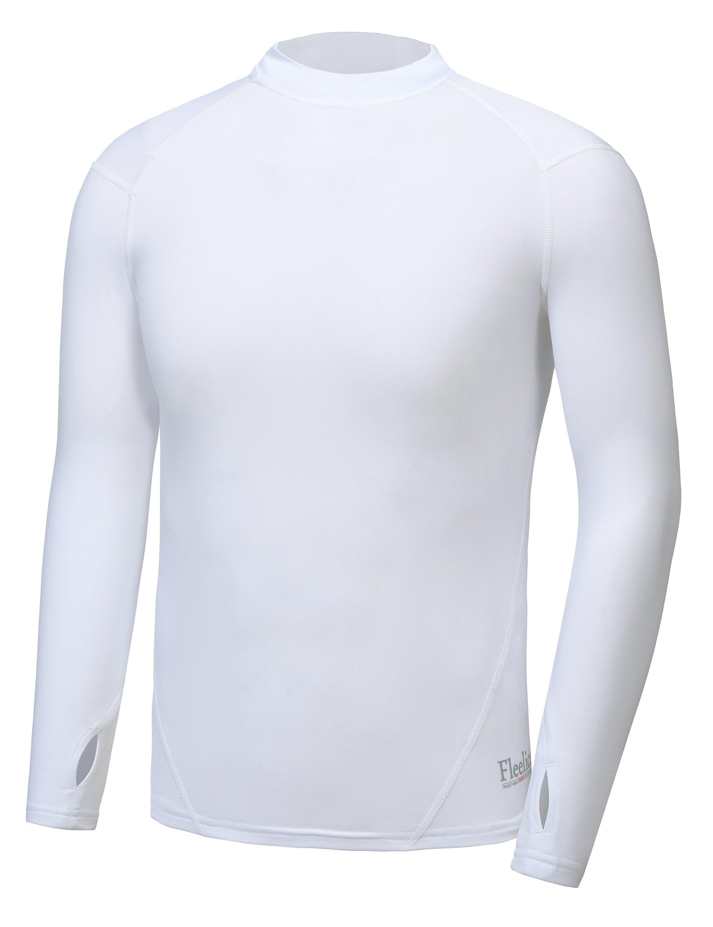 FitsT4 Sports Youth Boys & Girls Compression Thermal Shirt Kids Fleece Undershirt Long Sleeve Mock Neck Top Cold Baseball Soccer Gear White XS