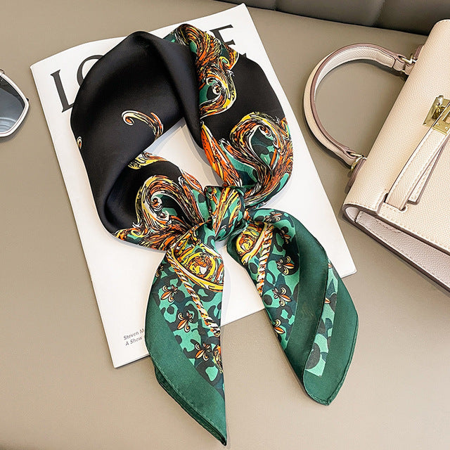 Luxury Silk Satin Scarves for Women - 70x70 cm Square