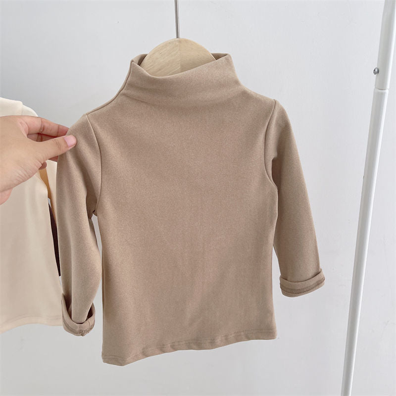 Boys' Turtleneck Fleece T-Shirts for Autumn & Winter