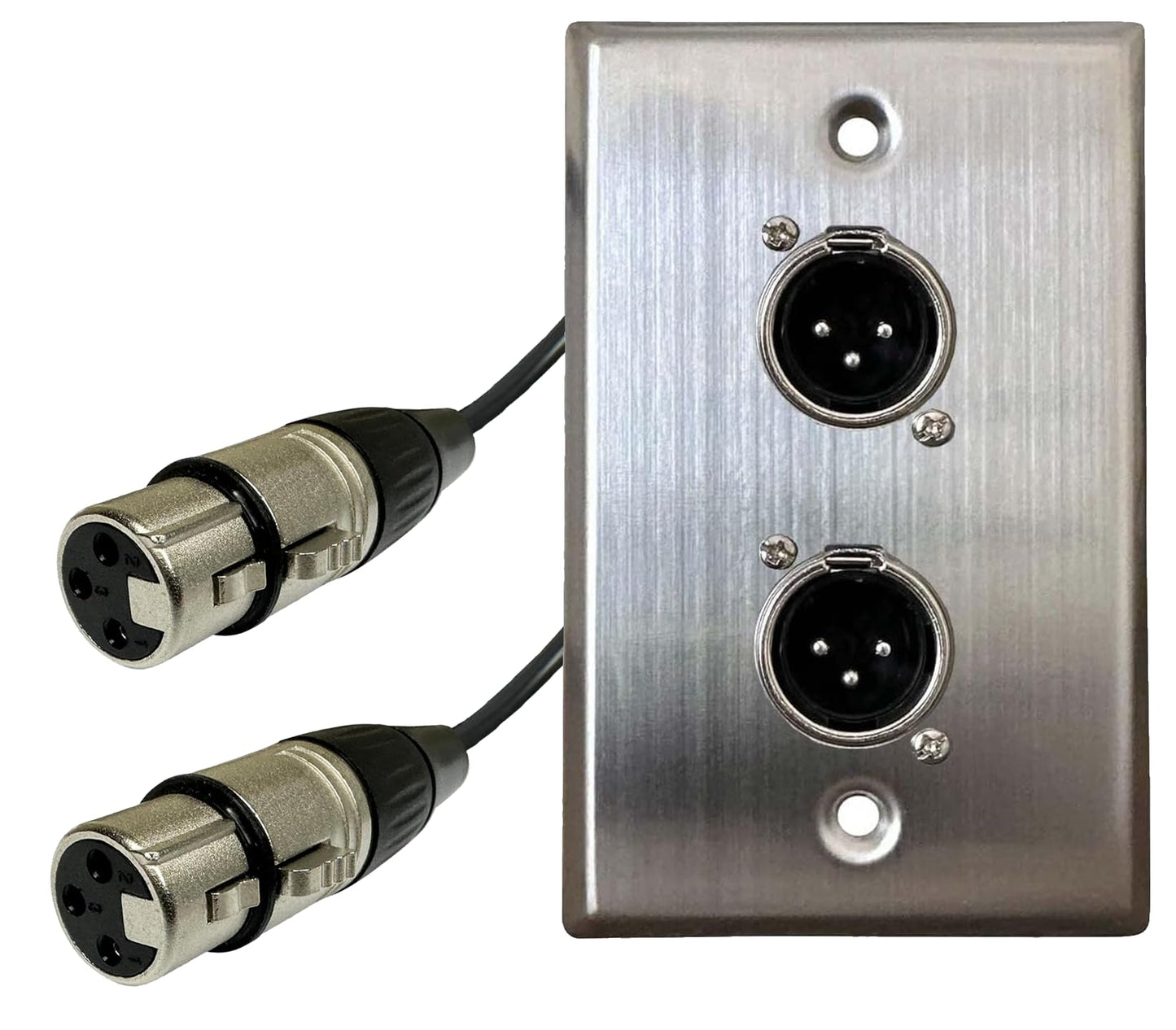 DIYTECH XLR Wall Plate Solderless XLR Wall Plate XLR Wall Plate No Solder Audio Wall Plate XLR Wall Plate for Pro Audio Installation (Male to Female 2-Port)