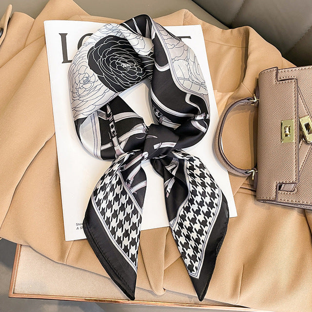Luxury Silk Satin Scarves for Women - 70x70 cm Square