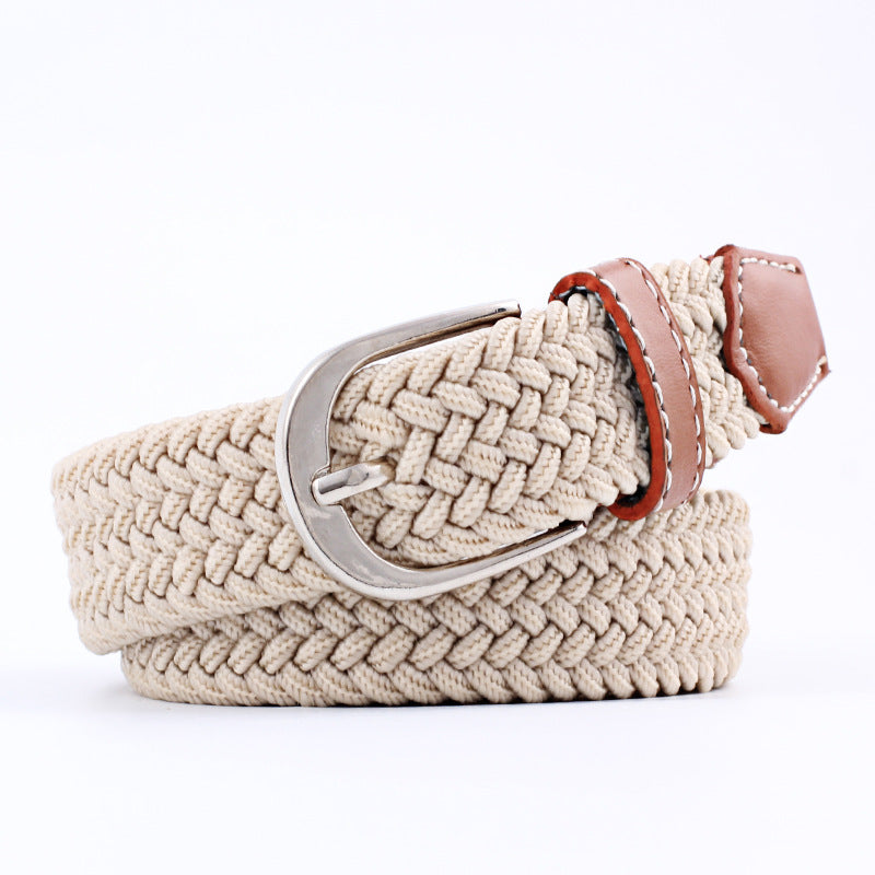 Unisex Canvas Belt - Elastic Woven Waist Belt for Students