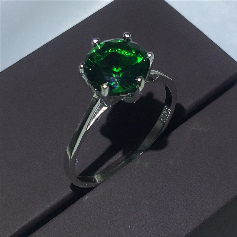 Green Zircon Ring with Diamonds