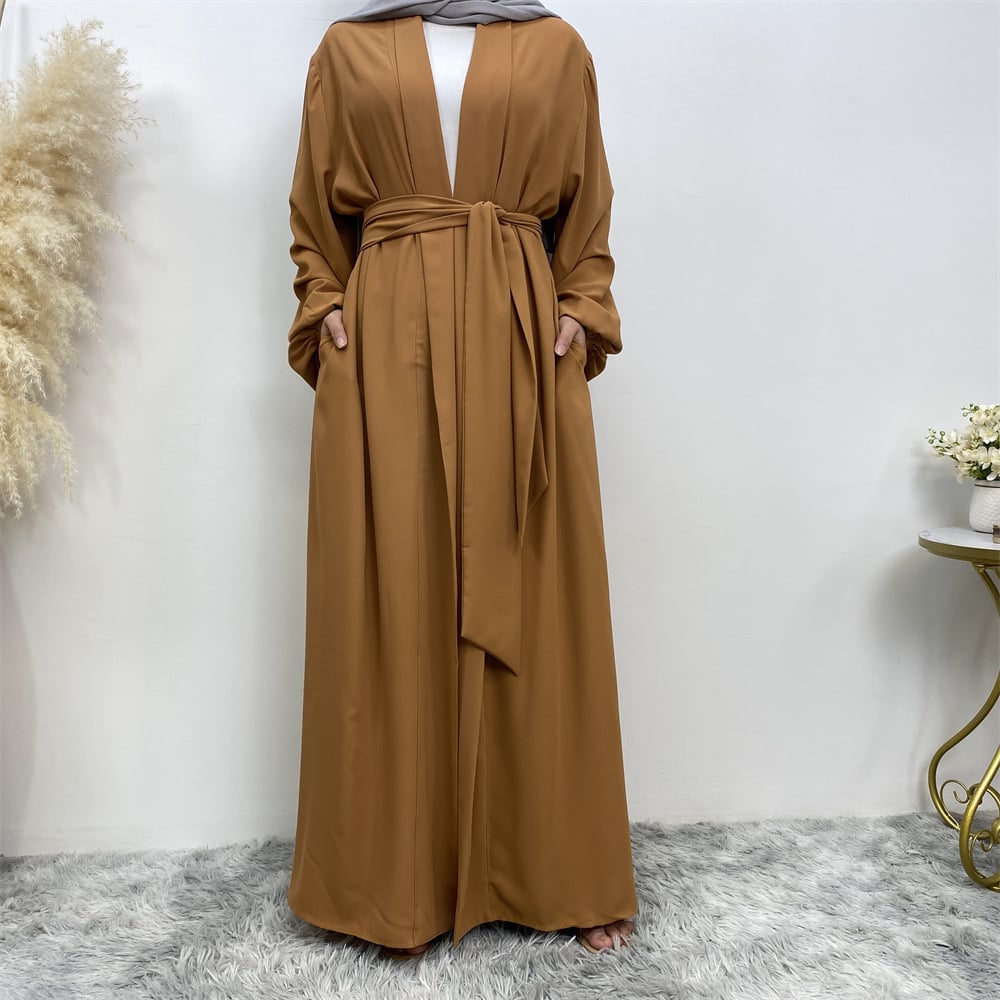 Lace Up Cardigan Robe with Cuffs and Pockets