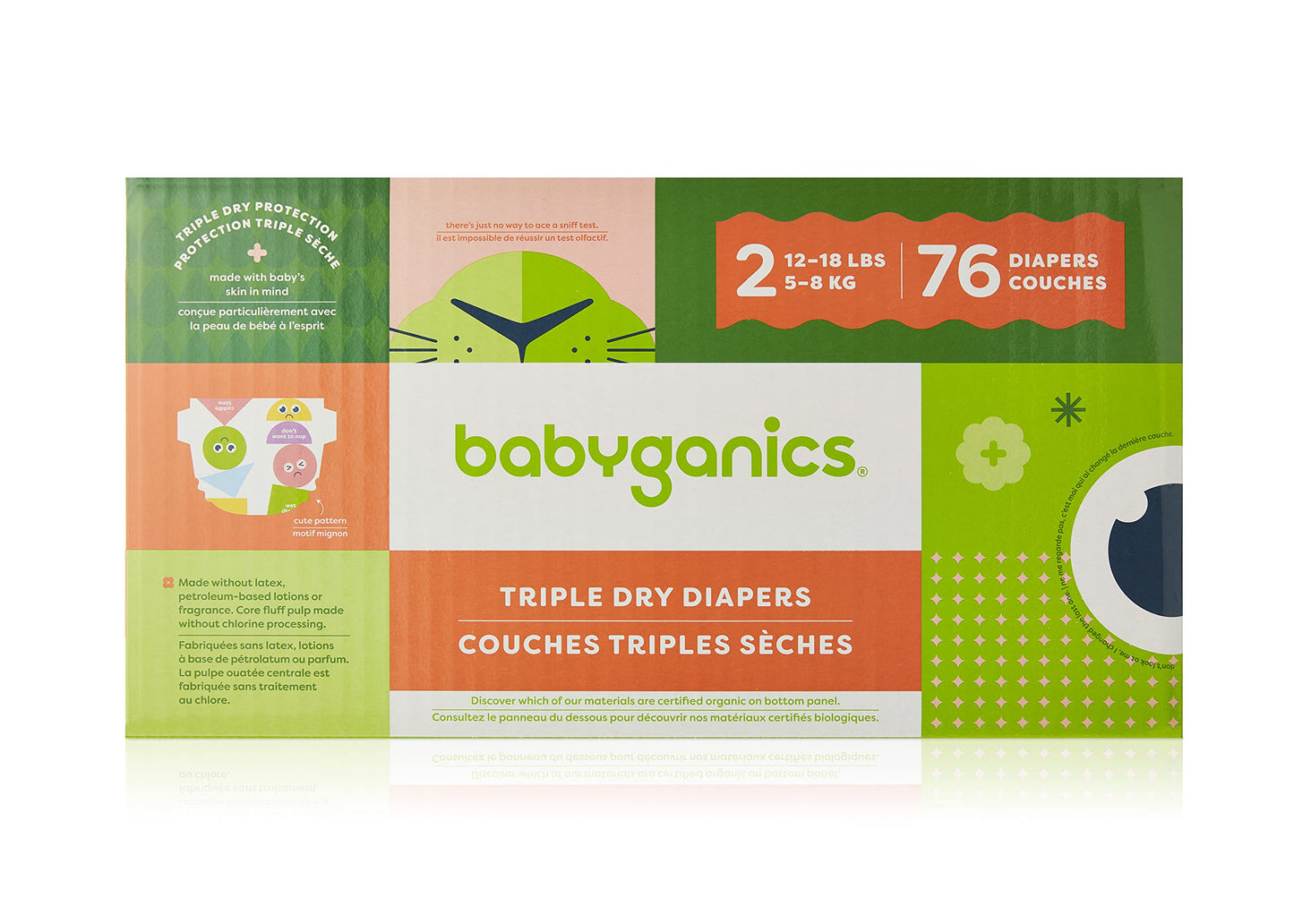 Babyganics Diapers Size 2 76 ct Ultra Absorbent Diapers