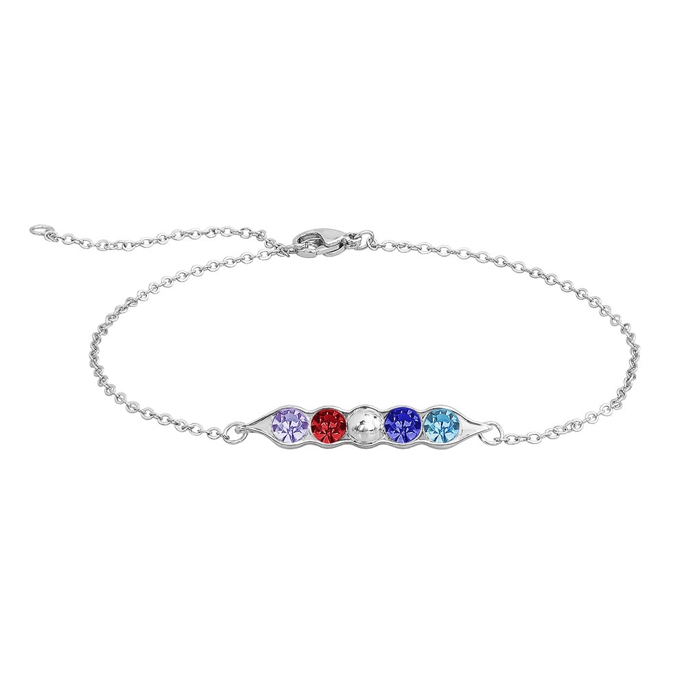 Fashion Pea Pod Birthstone Bracelet with Diamonds