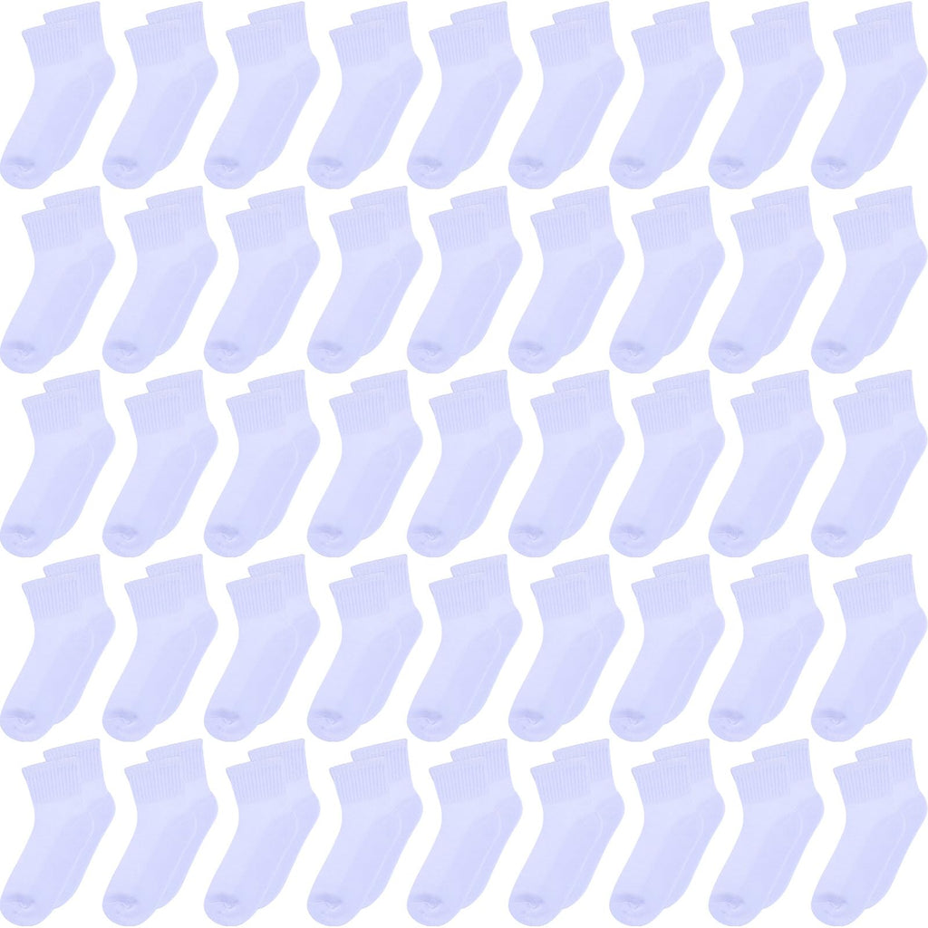 Ramede 100 Pairs Kids Socks Boys Socks Boys Crew Cushioned Socks Boys Ankle Socks Soft Ribbed Girls Athletic Socks for Kids (Solid WhiteSmall/ 6-8 Years)