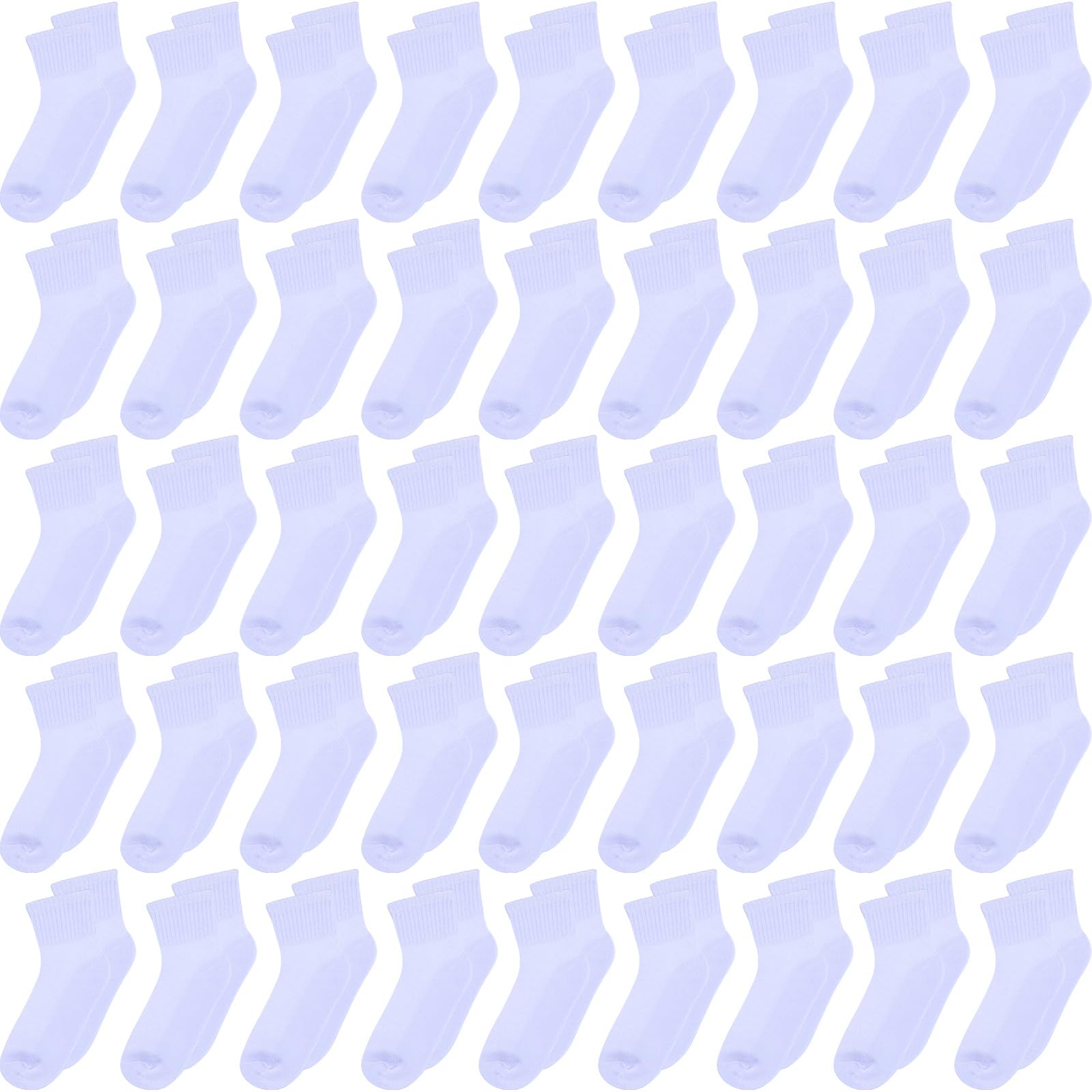 Ramede 100 Pairs Kids Socks Boys Socks Boys Crew Cushioned Socks Boys Ankle Socks Soft Ribbed Girls Athletic Socks for Kids (Solid WhiteSmall/ 6-8 Years)