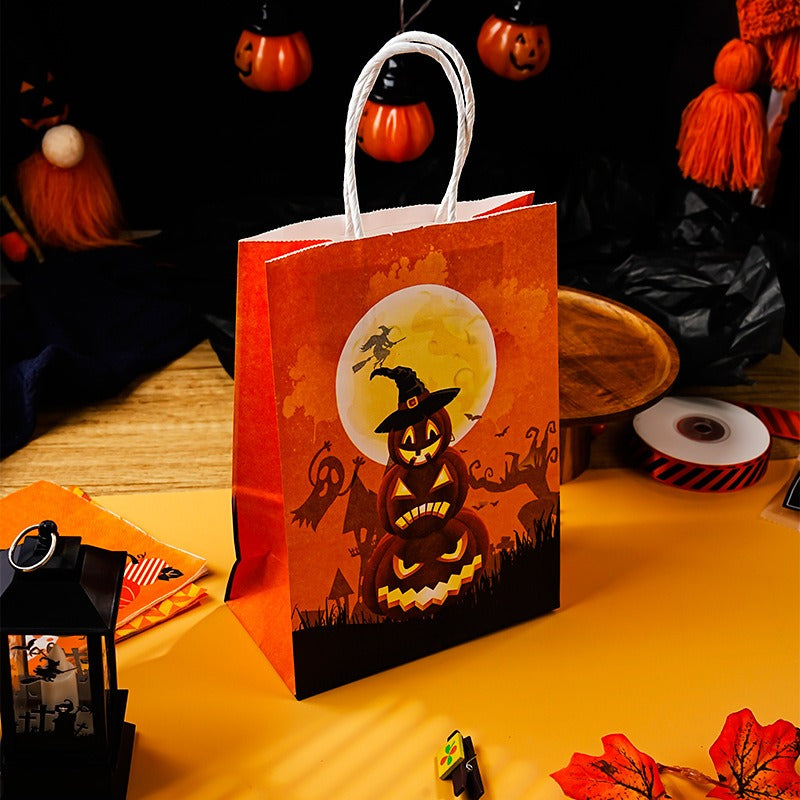 4pcs Pumpkin Candy Tote Bags for Holiday Parties