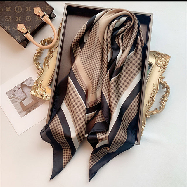 Luxury Silk Satin Scarves for Women - 70x70 cm Square