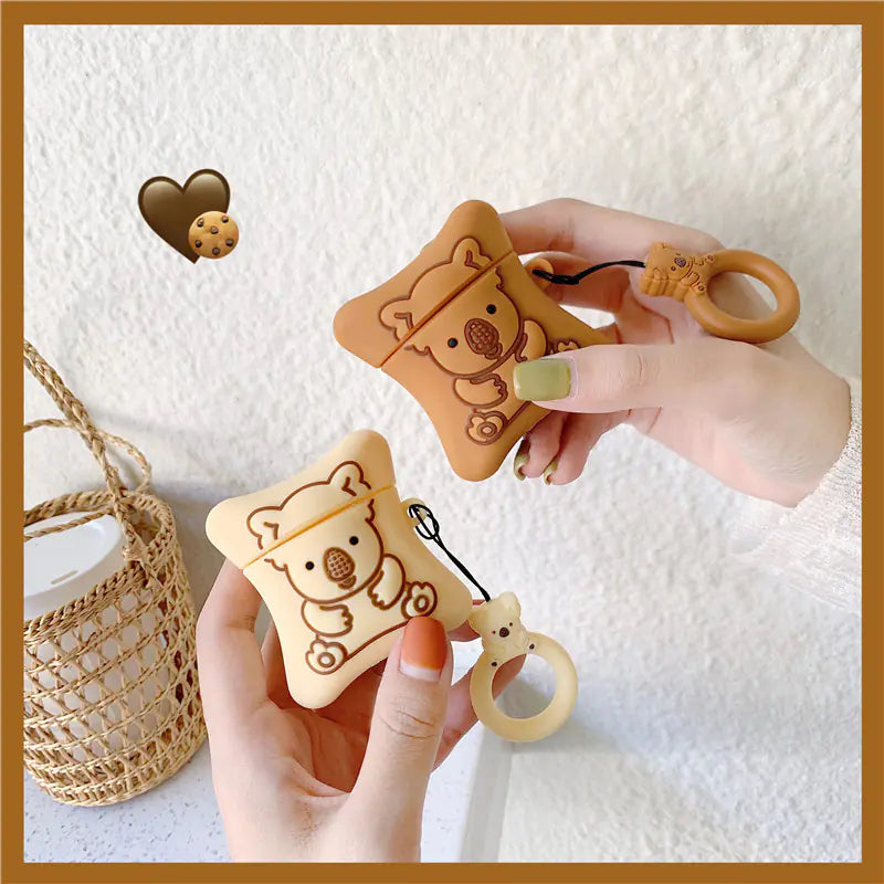 Cartoon Bear AirPods Case with Hook for Wireless Earbuds