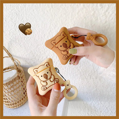 Cartoon Bear AirPods Case with Hook for Wireless Earbuds