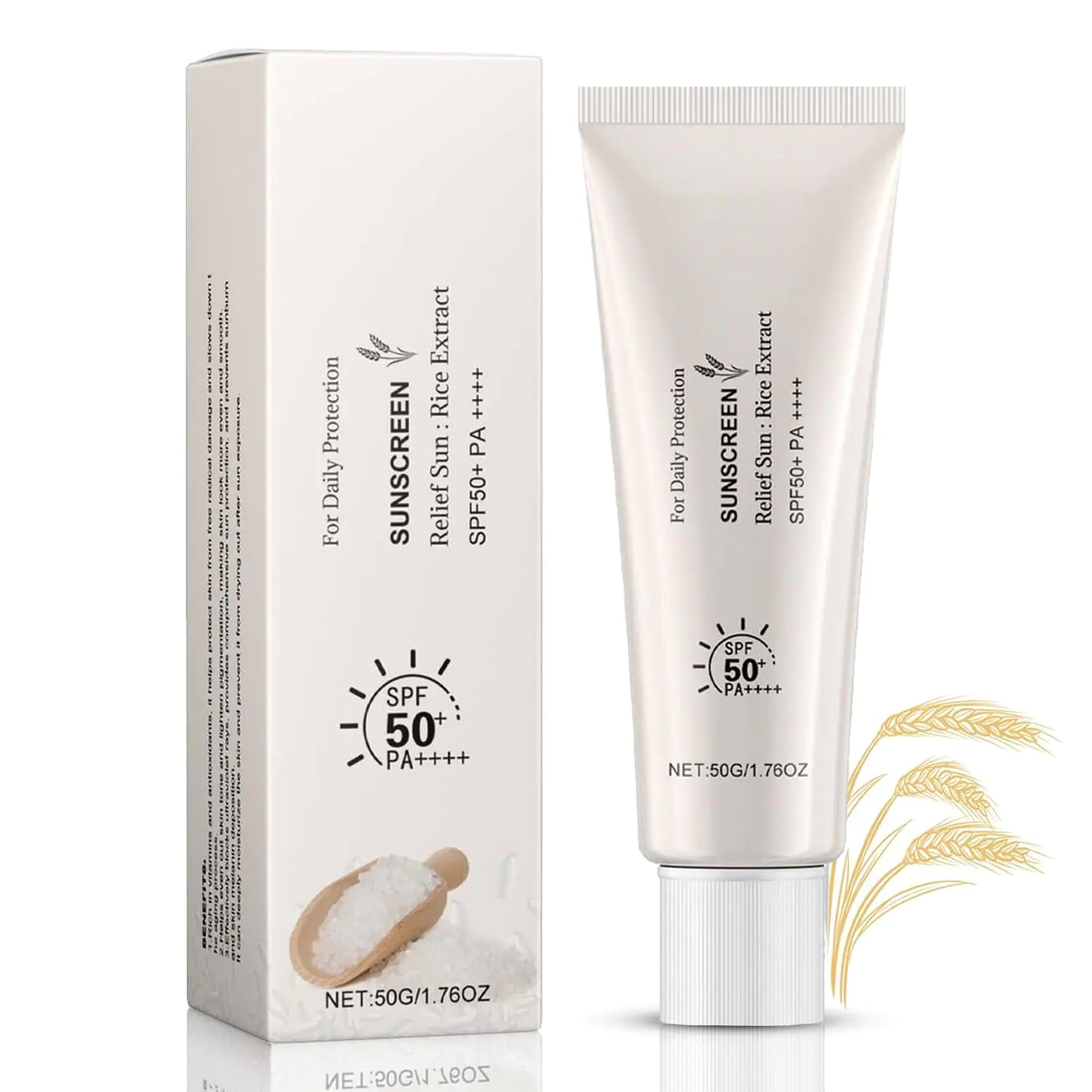 Relief Sun Rice Sunscreen SPF50+ with Probiotics丨Korean Sunscreen for Face and Body丨Oil Free and Refreshing Facial Sunscreen丨Organic Sunscreen Korean Lightweight & Nourishing 1pcs