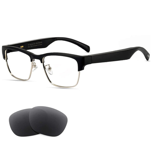 DOVIICO Smart Glasses Bluetooth-Audio Glasses for Men Women with Alexa Built-in Mic Blue Light Filter&Polarized Lenses for All Smart Devices Voice Assistant