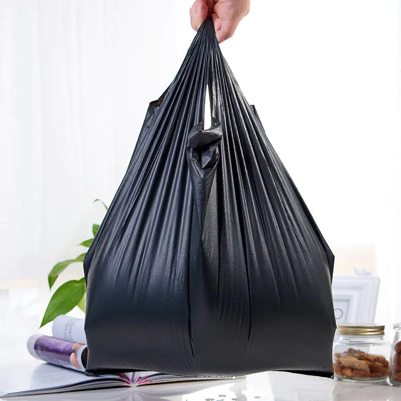 Thick Black Trash Bags - 50 Count Disposable Tote Bags