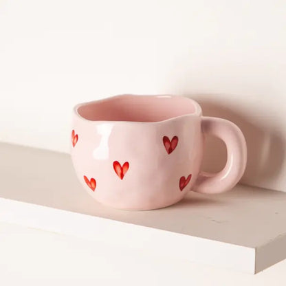 Couple's Heart-Shaped Ceramic Mugs