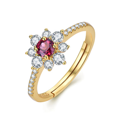 Personalized Inlaid Natural Stone Gemstone Ring for Women