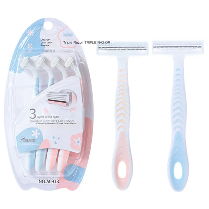 4 Pcs Women's Disposable Razors with Silky Touch Handles