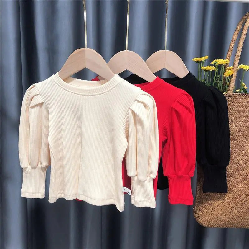 Baby Girl Puff Sleeve Long Sleeve Top Shirt
