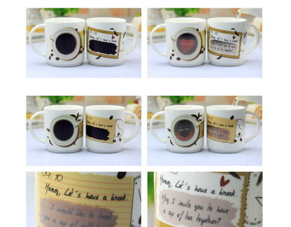 Color-Changing Couple Mugs - Ceramic Kiss Design