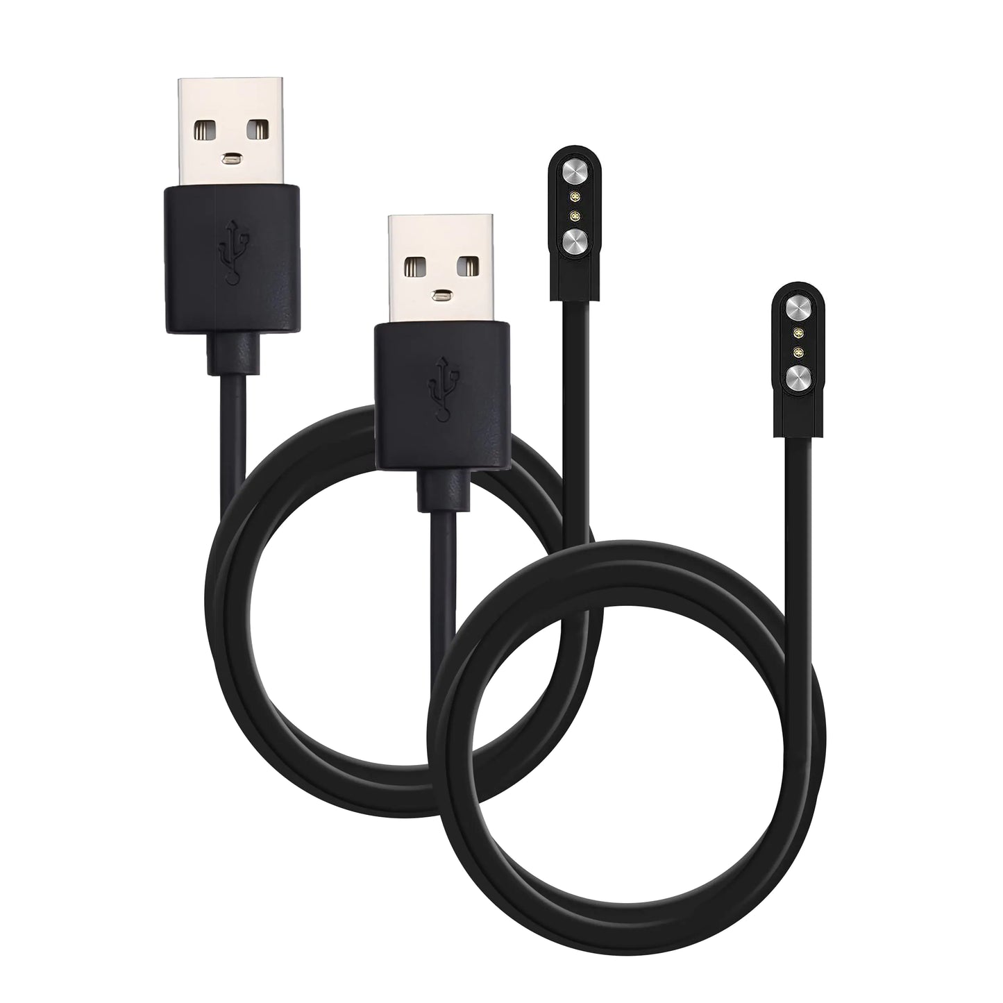 GEARPLEX Charging USB Cable (2 Pin Magnetic) for Smart Watch Bluetooth Devices Black (Size- 2.5 mm– 2 Pack)