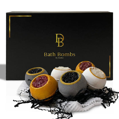 DINBER Bath Bombs 6pc Luxury Set Gifts for Birthday Best Friend Get Well Soon