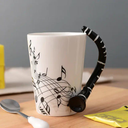 Ceramic Guitar-Shaped Musical Note Coffee Mugs