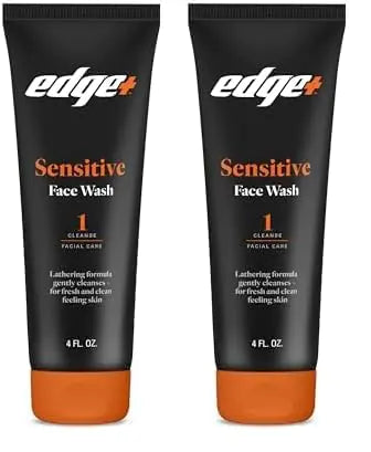Edge+ Mens Sensitive Skin Face Wash 4 Oz Fragrance-Free Mens Face Wash Gently Cleanses Skin (Pack of 2)