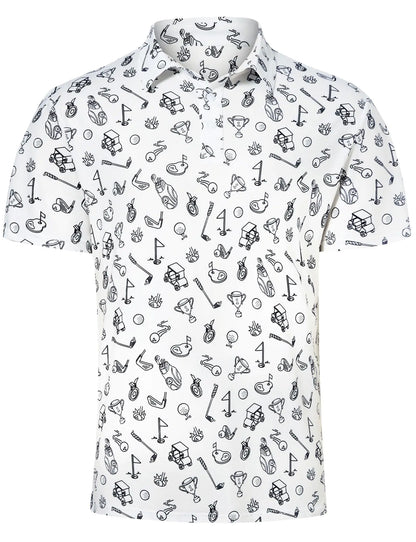 Adovigo Golf Shirts for Men White Baseball Polo T Shirts