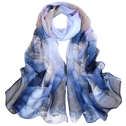 Geoxury Scarfs for Women Lightweight Floral Pattern Scarfs Fashion Scarves Elegant Sunscreen Shawls Wraps for Ladies